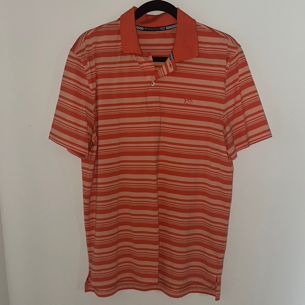 Southern Tide Orange Striped Polo Shirt